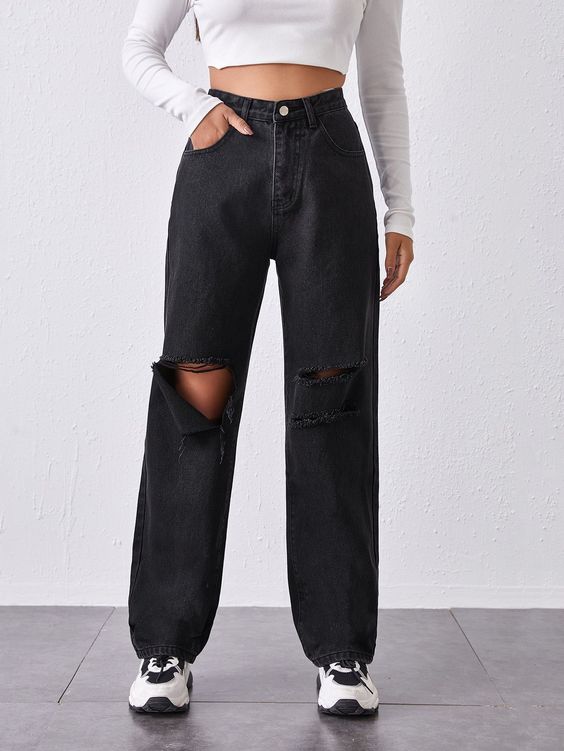 Introducir 80+ imagen outfit mom jeans negro - Abzlocal.mx